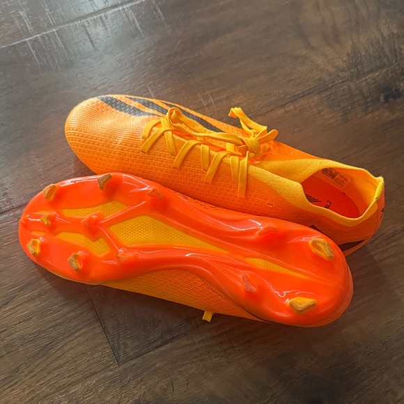 Adidas Bright Orange Cleats with Black Stripes - Picture 4 of 4